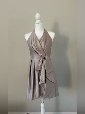 Cynthia Steffe Backless Halter Dress in Taupe